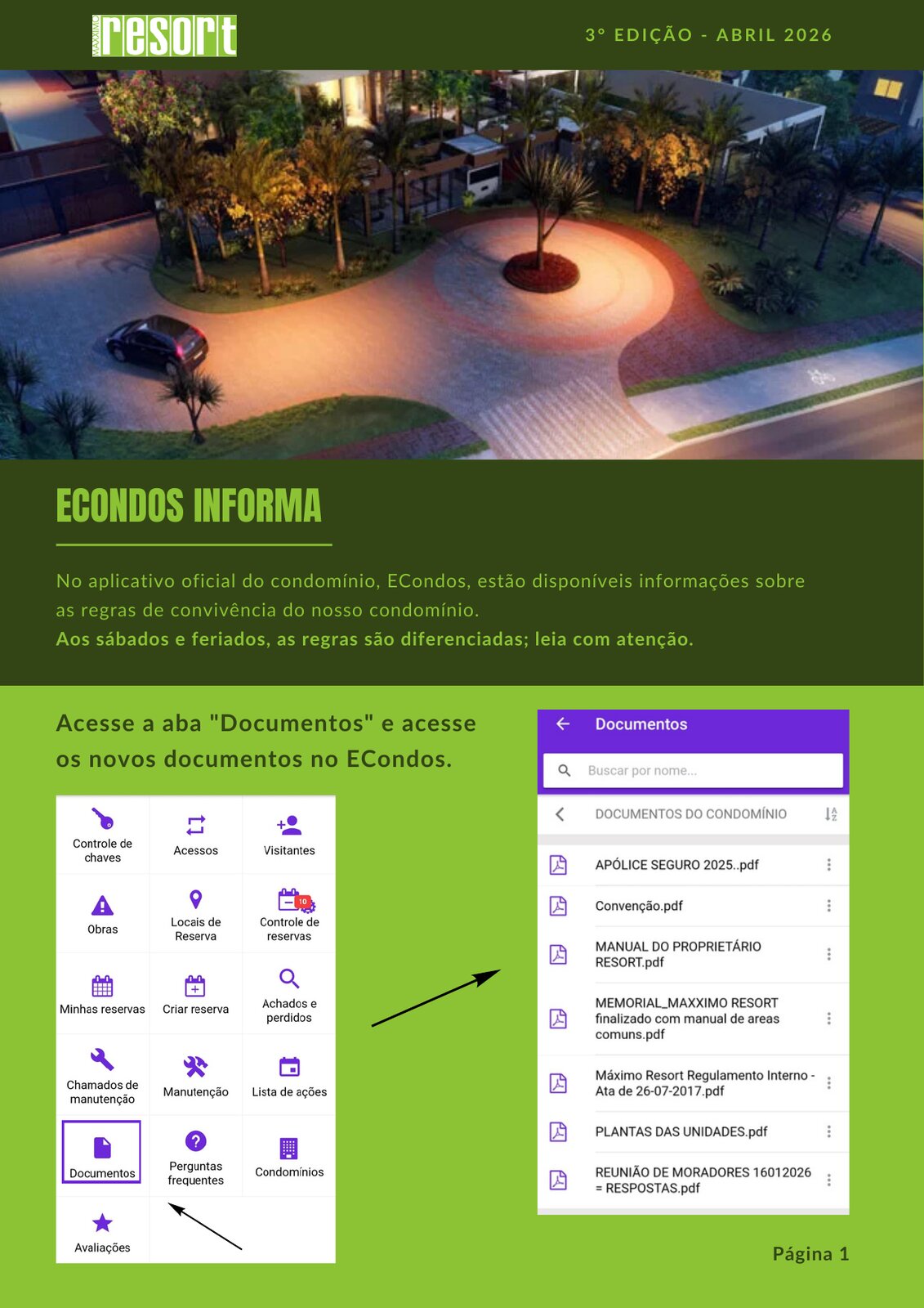 Página de índice do jornal do Máxximo Resort